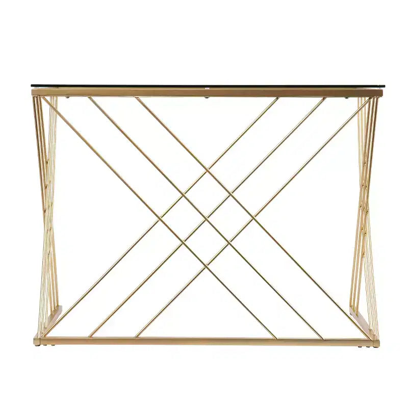 Bureau moderne Dezby en verre trempé – Doré – SEI