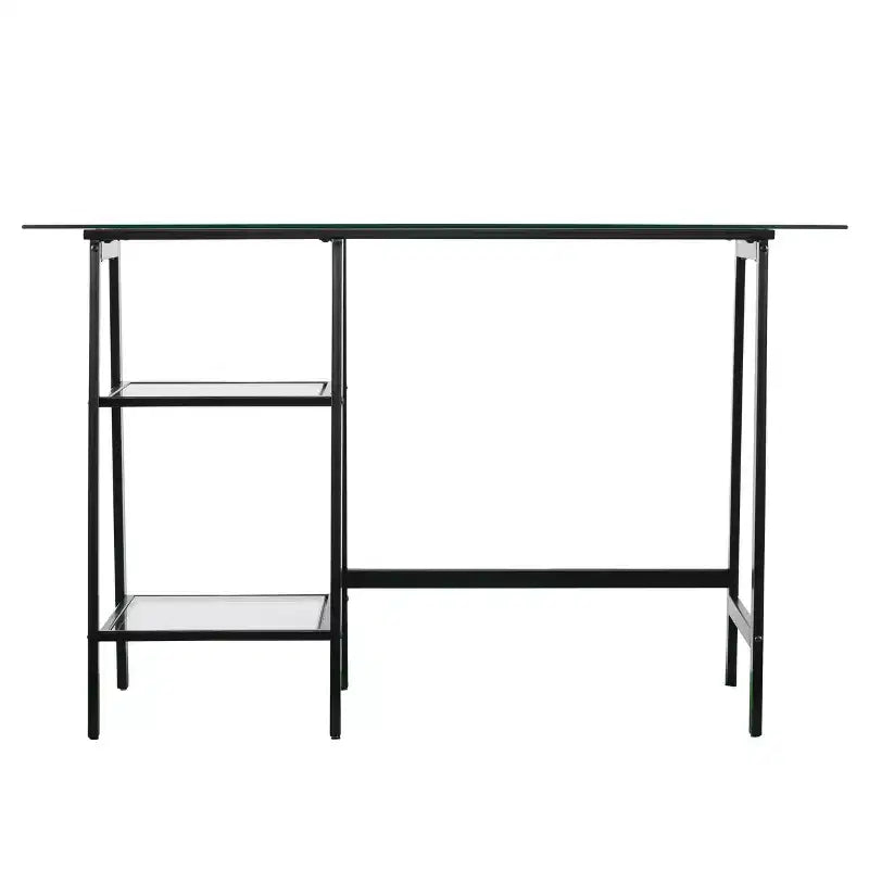 Avery Metal/Glass Sawhorse/A-Frame Writing Desk - Black - SEI