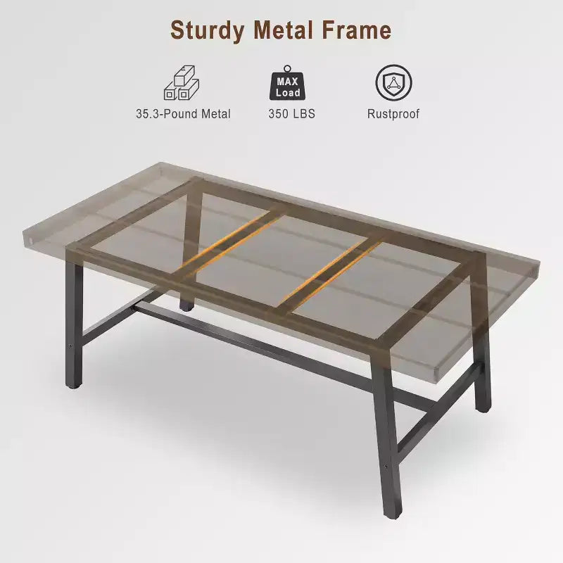 Table de salle à manger rectangulaire de 70,87 po pour 6 à 8 personnes, cadre en métal robuste, table de cuisine et de salle à manger moderne industrielle