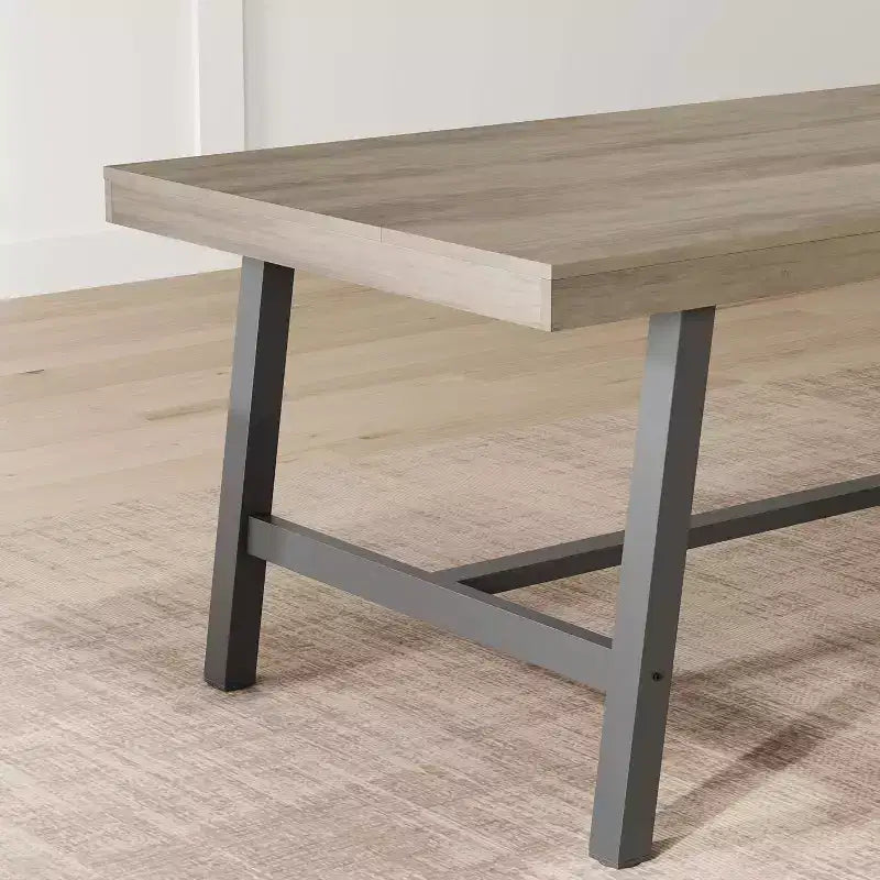 Table de salle à manger rectangulaire de 70,87 po pour 6 à 8 personnes, cadre en métal robuste, table de cuisine et de salle à manger moderne industrielle
