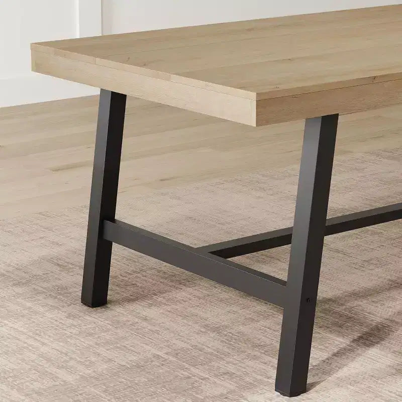 Table de salle à manger rectangulaire de 70,87 po pour 6 à 8 personnes, cadre en métal robuste, table de cuisine et de salle à manger moderne industrielle