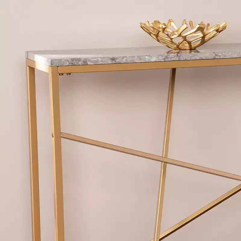Console étroite Arendal en faux marbre - Dorée - SEI
