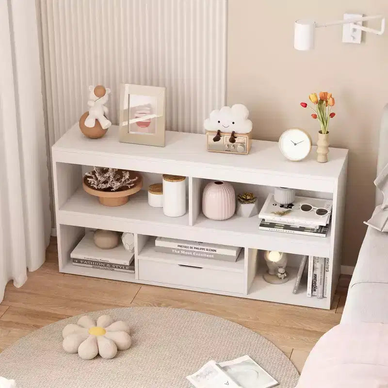 Étagère à Livres et Rangement de Jouets 5 Cubes pour Enfants avec Tiroir - Maisonnette de Rangement en Bois pour Salle de Jeux et Chambre de Bébé - Naturel