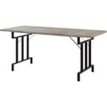 71 Inch Farmhouse Dining Table for 6-8 People, Rustic Style Rectangle Kitchen Table, Geometric Metal Legs & Thick Wood Tabletop, Easy to Clean