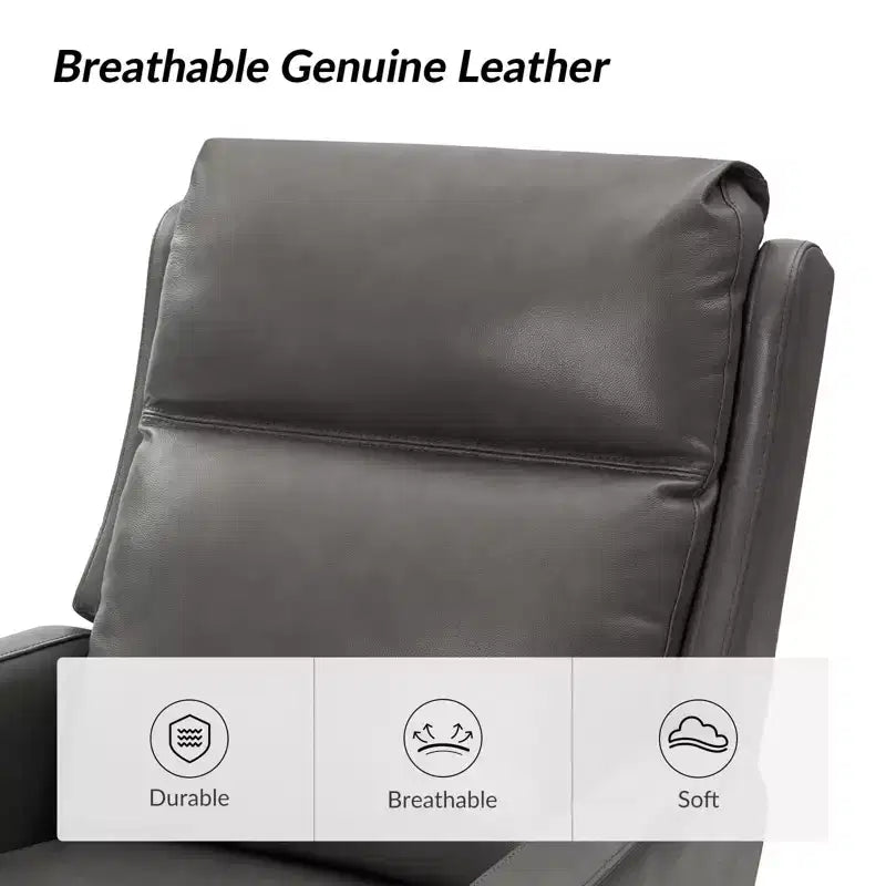 Fauteuil inclinable électrique transitoire en cuir véritable Mario avec ports USB | ART OF LIVING DESIGNS-GRIS