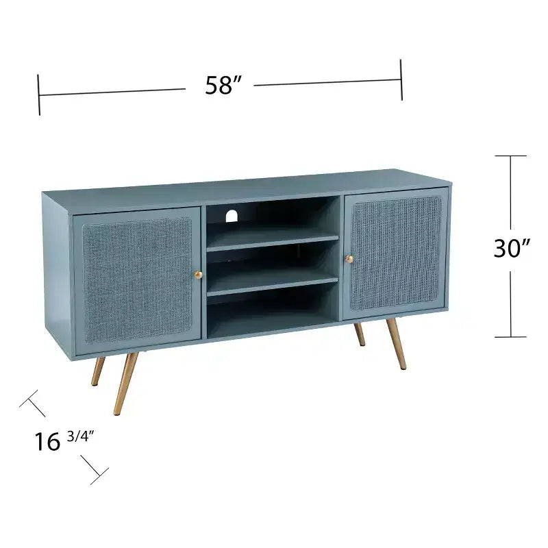 Meuble TV Alsterson avec rangement - Bleu - SEI
