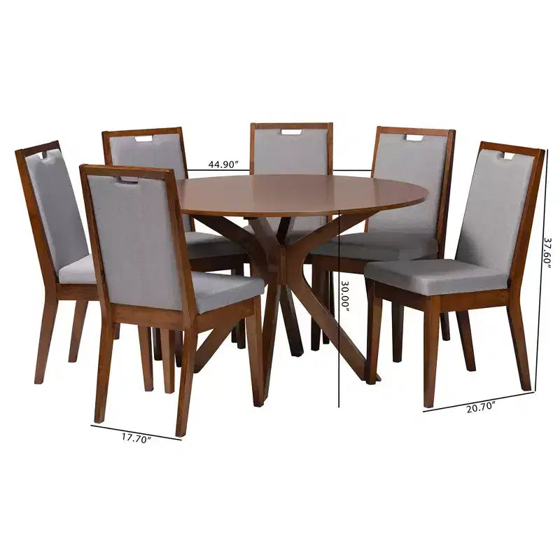 Ensemble de salle à manger Baxton Studio Eira moderne 7 pièces en bois gris et noyer marron