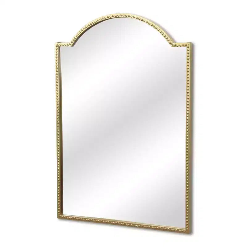HomeRoots Miroir d'appoint en métal doré perlé 32 po en forme d'arche