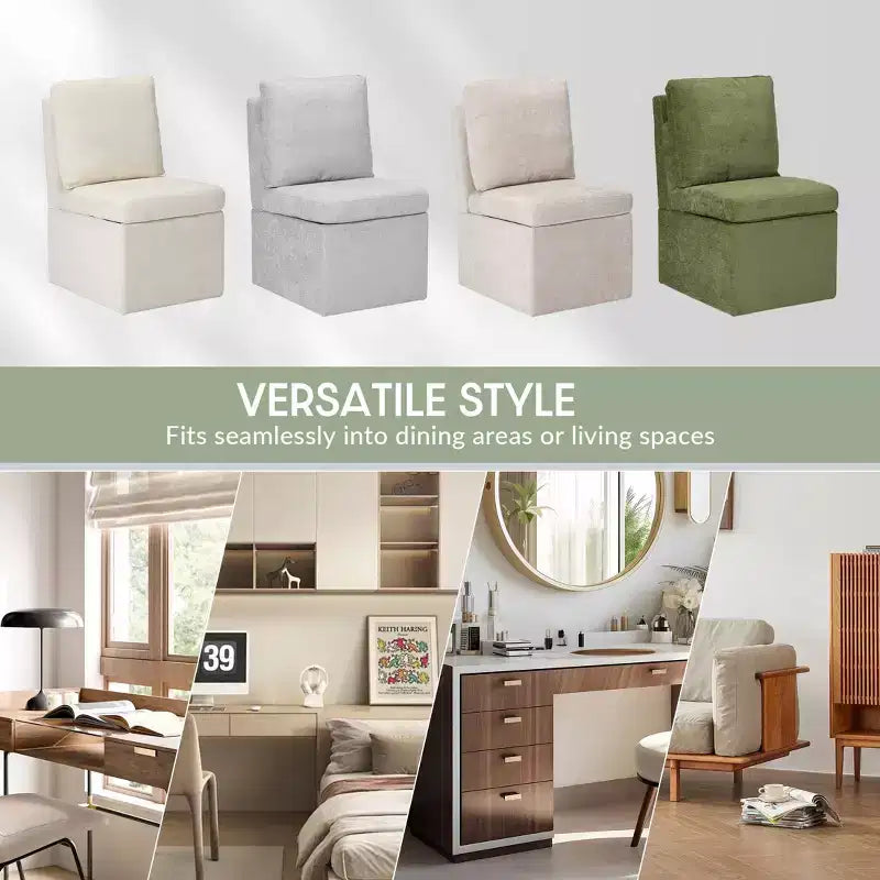 Chaises de salle à manger sans accoudoirs WestinTrends Soho Modern en chenille rembourrée avec roulettes (lot de 6), gris clair