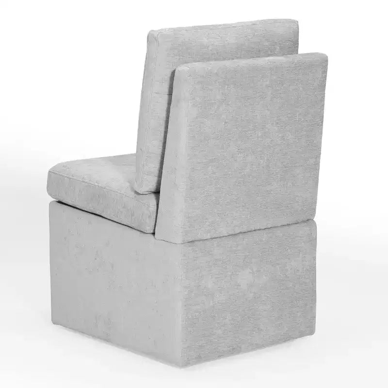 WestinTrends Soho Chaises de salle à manger modernes en chenille capitonnée sans accoudoirs avec roulettes (lot de 2), Gris clair