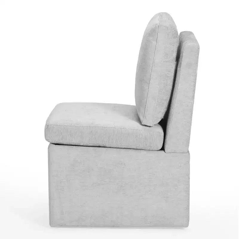 WestinTrends Soho Chaises de salle à manger modernes en chenille capitonnée sans accoudoirs avec roulettes (lot de 2), Gris clair