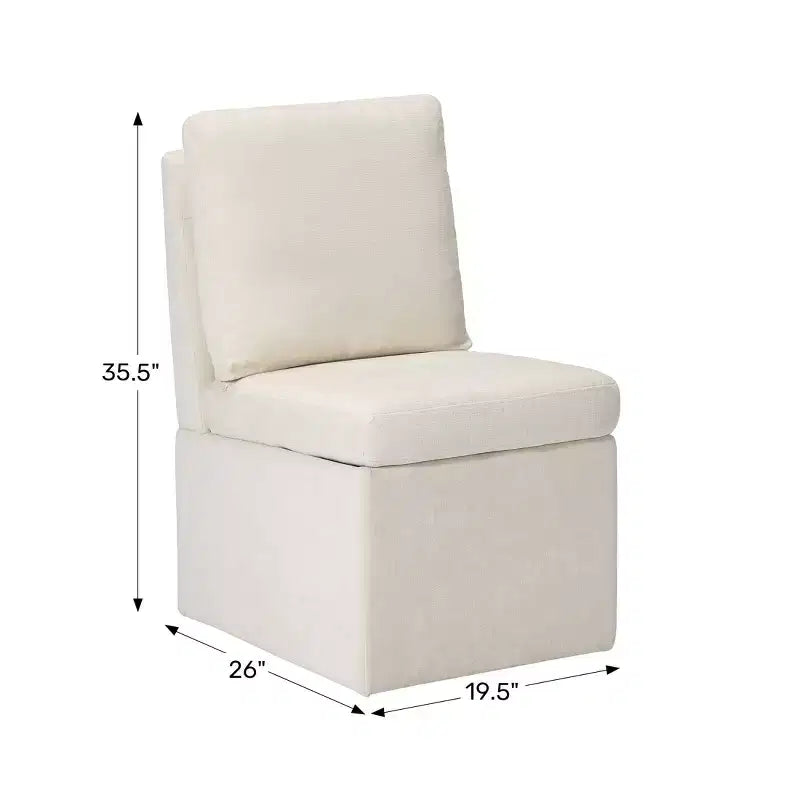 WestinTrends Soho Chaises de salle à manger modernes en chenille capitonnée sans accoudoirs avec roulettes (lot de 2), Gris clair