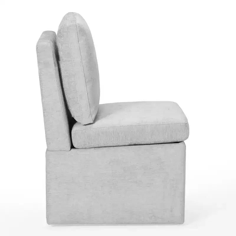 WestinTrends Soho Chaises de salle à manger modernes en chenille capitonnée sans accoudoirs avec roulettes (lot de 2), Gris clair