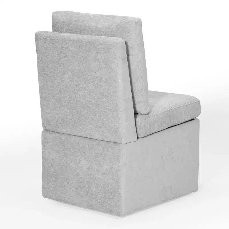 WestinTrends Soho Chaises de salle à manger modernes en chenille capitonnée sans accoudoirs avec roulettes (lot de 2), Gris clair