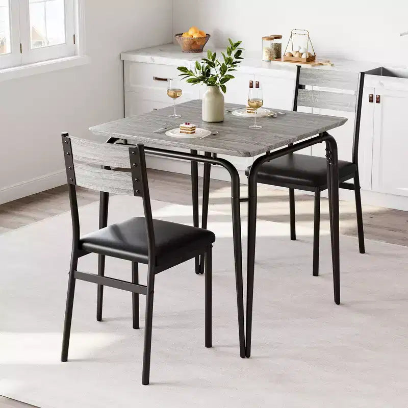 Table à manger pour 2 personnes - Petite table et chaises, Ensemble de salle à manger carré, Ensemble de table à dîner, Ensembles de cuisine et de salle à manger 3 pièces pour petit espace, appartement