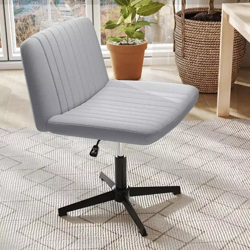 Chaise Costway Criss Cross sans roulettes avec siège large rembourré doux, hauteur réglable, moderne beige/gris
