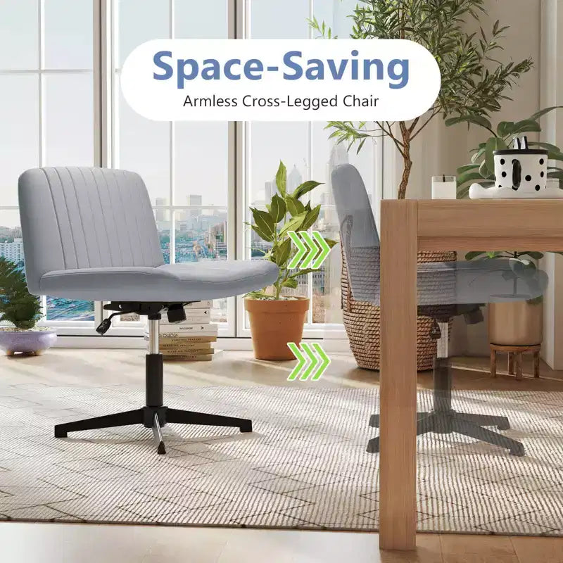 Chaise Costway Criss Cross sans roulettes avec siège large rembourré doux, hauteur réglable, moderne beige/gris