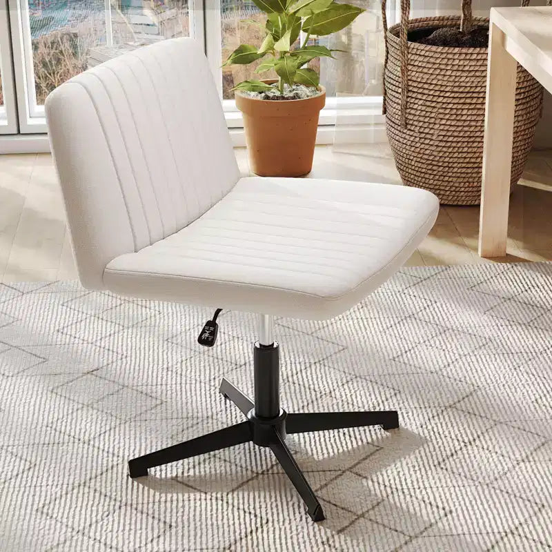 Chaise Costway Criss Cross sans roulettes avec siège large rembourré doux, hauteur réglable, moderne beige/gris