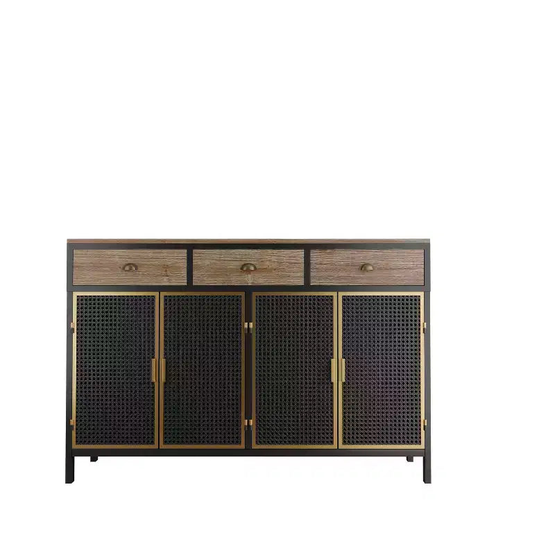 Buffet de cuisine Okak avec 6 portes, armoire de rangement multifonctionnelle avec 1 étagère ouverte et 1 tiroir