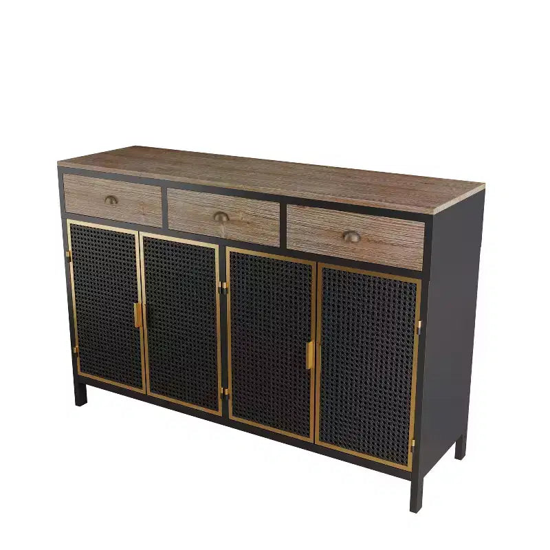 Buffet de cuisine Okak avec 6 portes, armoire de rangement multifonctionnelle avec 1 étagère ouverte et 1 tiroir