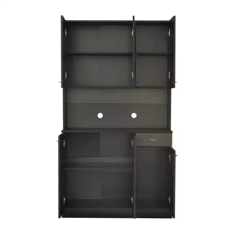 Buffet de cuisine Okak avec 6 portes, armoire de rangement multifonctionnelle avec 1 étagère ouverte et 1 tiroir