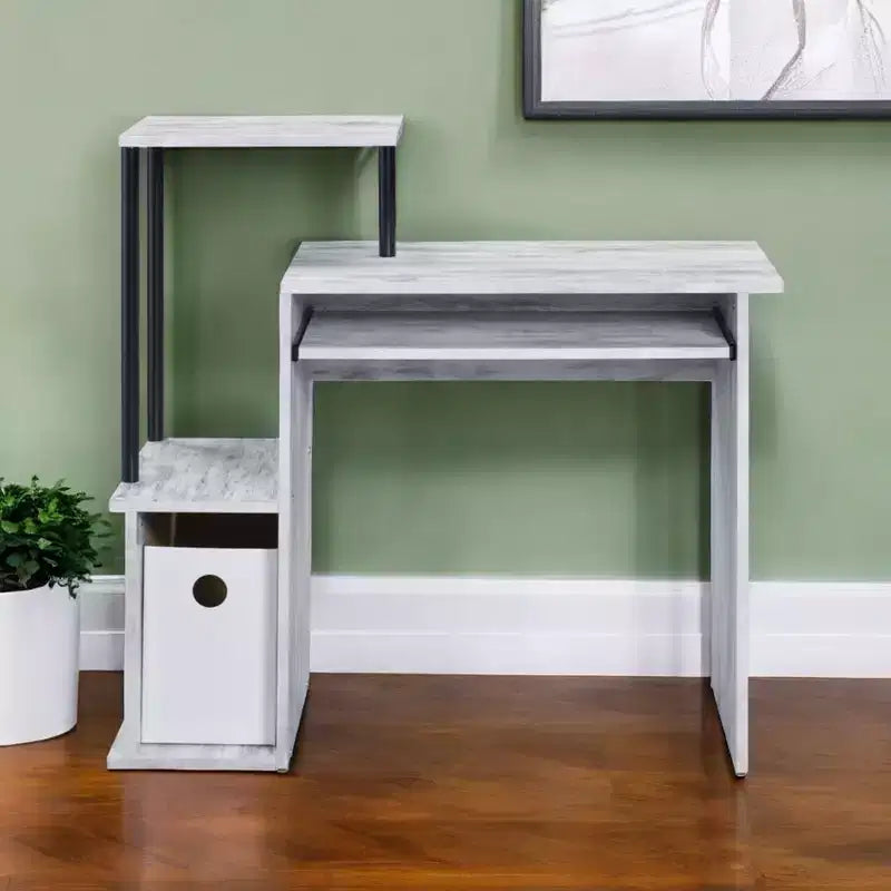 HomeRoots 37 Bureau d'ordinateur blanc vieilli
