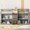 Lit mezzanine Okak taille double avec étagères et lumières LED, lit mezzanine compact taille double avec rangement et aire de jeux, lit superposé bas robuste pour enfants