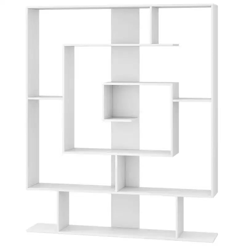 Costway Bibliothèque géométrique à 7 niveaux avec 2 kits anti-basculement Marron rustique/blanc