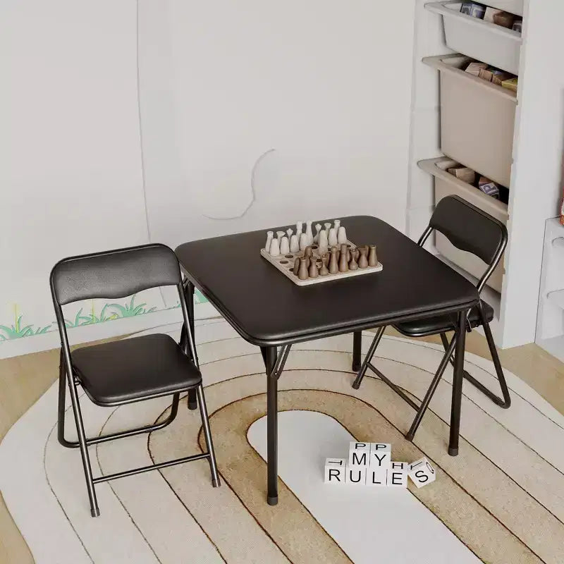 Ensemble table et 2 chaises pliantes pour enfants, avec table et chaises portables avec coussins en PU souple. Aucun assemblage requis