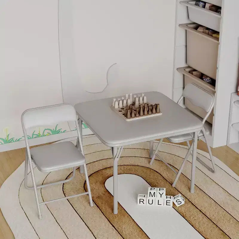 Ensemble table et 2 chaises pliantes pour enfants, avec table et chaises portables avec coussins en PU souple. Aucun assemblage requis
