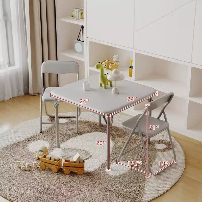 Ensemble table et 2 chaises pliantes pour enfants, avec table et chaises portables avec coussins en PU souple. Aucun assemblage requis
