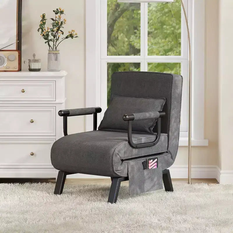 Fauteuil convertible TYBOATLE pour adultes avec dossier réglable sur 5 positions et oreiller, canapé-lit futon individuel confortable pour appartement, bureau