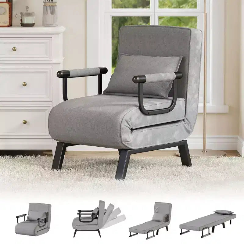 Fauteuil convertible TYBOATLE pour adultes avec dossier réglable sur 5 positions et oreiller, canapé-lit futon individuel confortable pour appartement, bureau