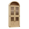 Bibliothèque arquée de 181 cm de haut avec portes et tiroirs - Vitrine en bois de 40 cm de profondeur, bibliothèques arrondies de style ferme pour salon et cuisine