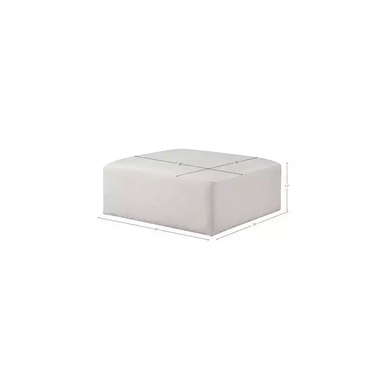 Meridian Furniture, Pouf Cube en cuir végétalien crème