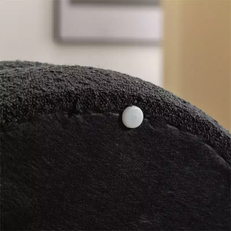 GDFStudio Hayden 24 Pouf de rangement en velours/bouclette touffeté à rainures en bois avec plateau rabattable