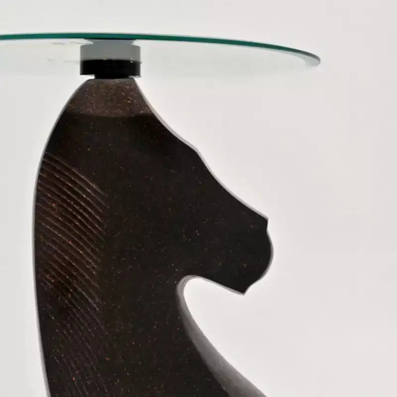 Table d'appoint GDFStudio Randolph moderne 24 en aluminium martelé motif cheval avec plateau en verre