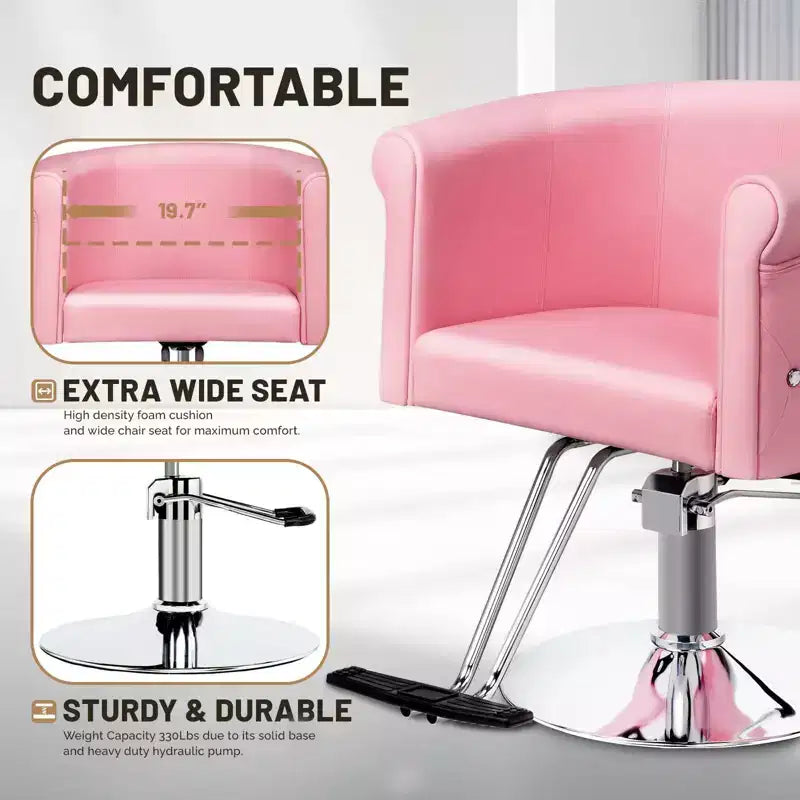 Chaise de coiffeur de salon Karl Home Noire Dorée Moderne Hydraulique Robuste Pivotante avec Dossier Incurvé