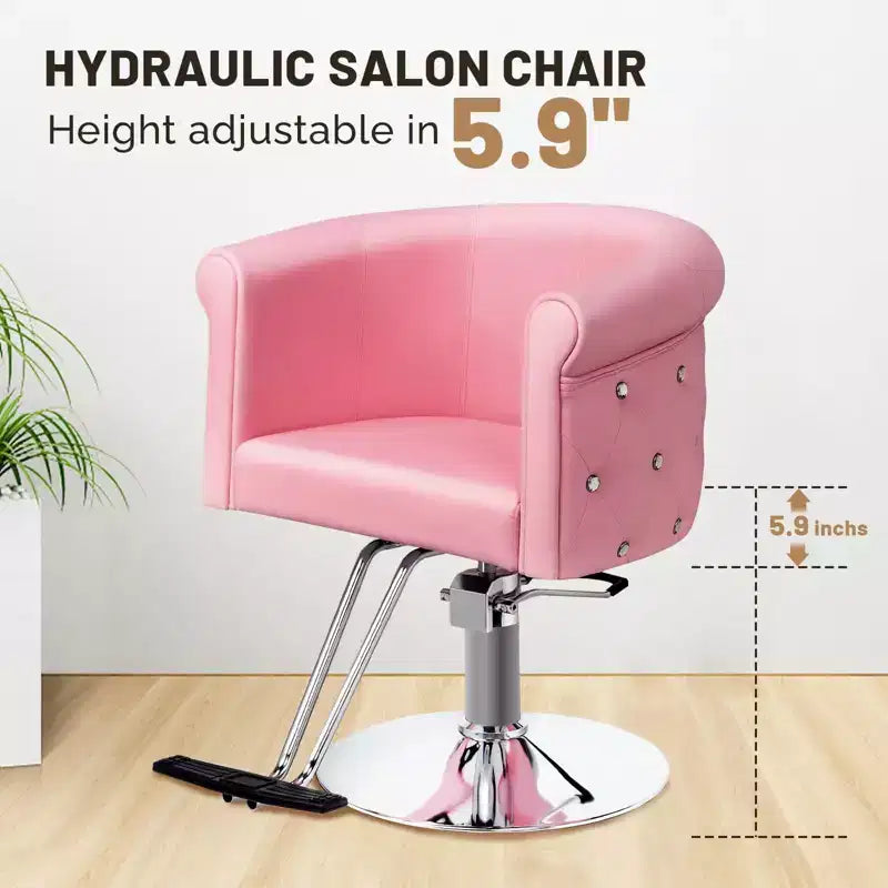 Chaise de coiffeur de salon Karl Home Noire Dorée Moderne Hydraulique Robuste Pivotante avec Dossier Incurvé