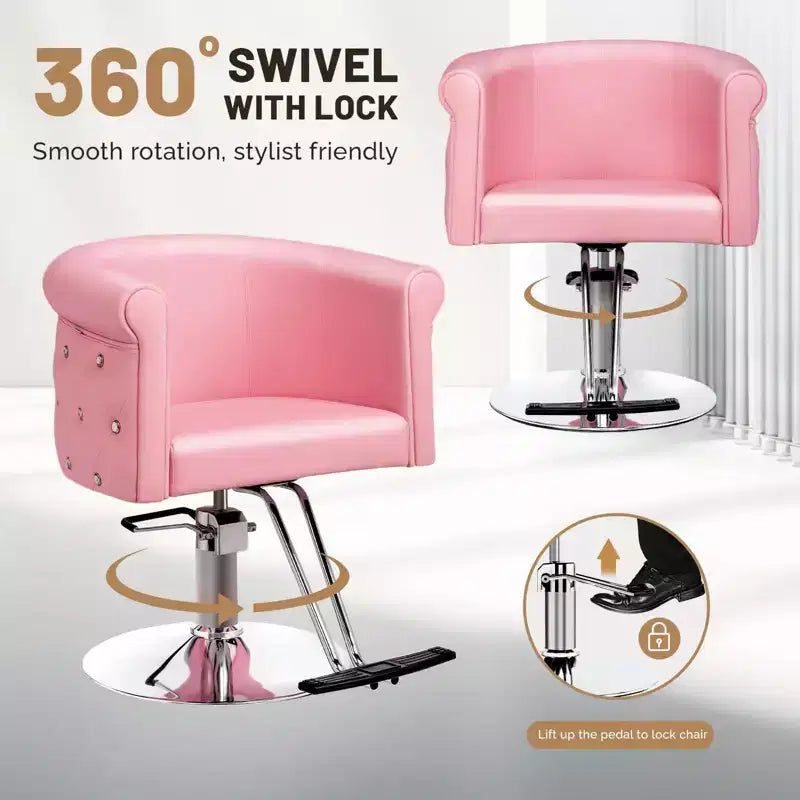 Chaise de coiffeur de salon Karl Home Noire Dorée Moderne Hydraulique Robuste Pivotante avec Dossier Incurvé