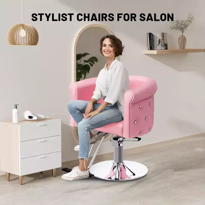 Chaise de coiffeur de salon Karl Home Noire Dorée Moderne Hydraulique Robuste Pivotante avec Dossier Incurvé