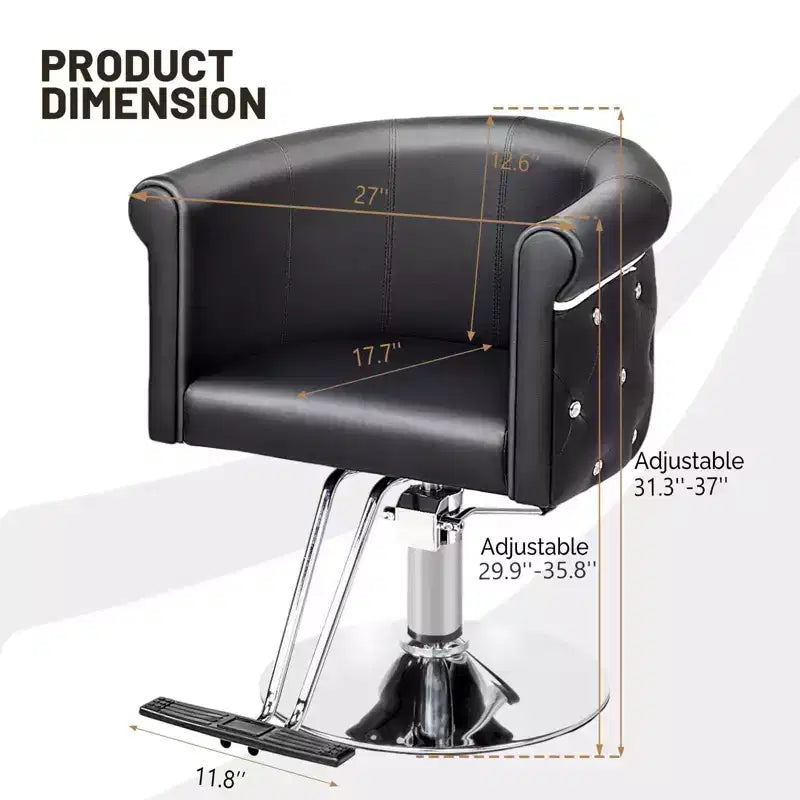 Chaise de coiffeur de salon Karl Home Noire Dorée Moderne Hydraulique Robuste Pivotante avec Dossier Incurvé
