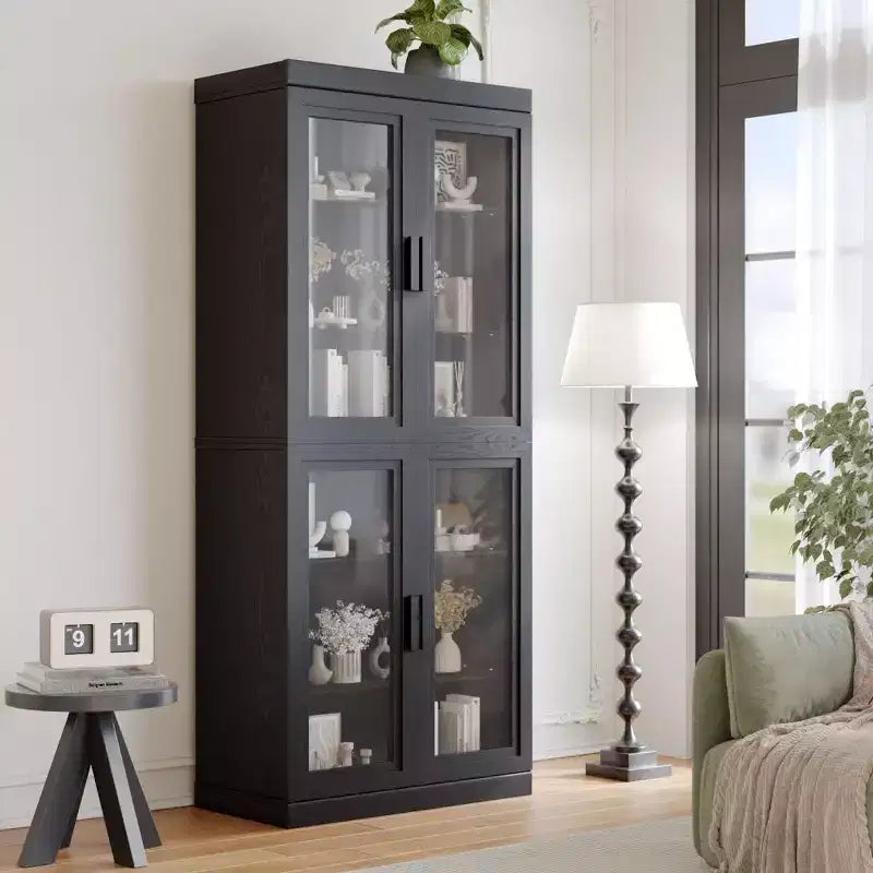 Glass Storage Cabinet. The Cabinet Body And Door Provide Double Storage Space. The Food-grade Tempered Glass Is Moisture-proof And Scratch-resistant.