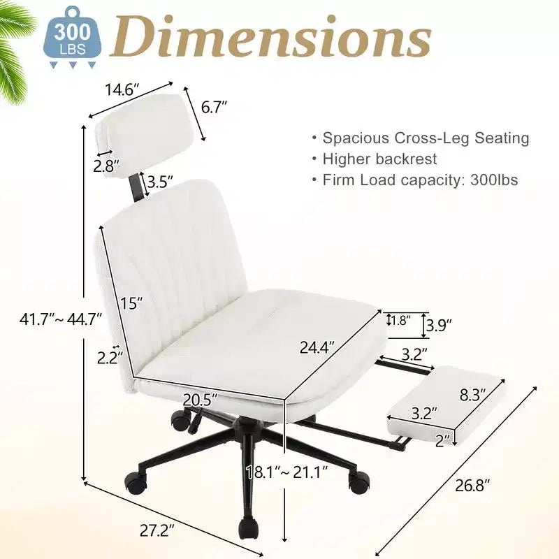 Karl Home | Chaise de bureau blanche de 24,41 pouces