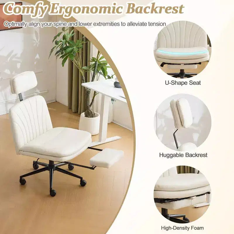 Karl Home | Chaise de bureau blanche de 24,41 pouces