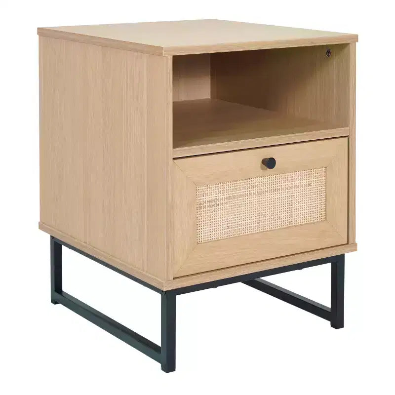Table de Chevet/Table de Nuit en Bois de Style Mid-Century Moderne Merrick Lane avec Tiroir et Étagère