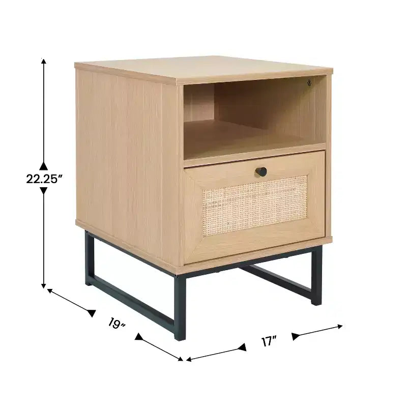 Table de Chevet/Table de Nuit en Bois de Style Mid-Century Moderne Merrick Lane avec Tiroir et Étagère