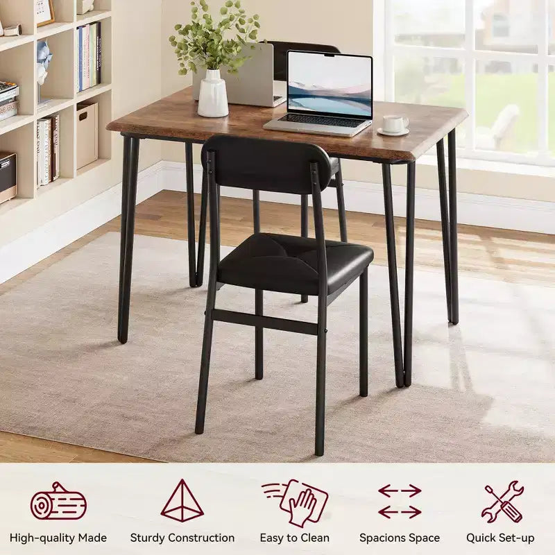 Ensemble de salle à manger pour 4 personnes, petite table de cuisine carrée et 4 chaises rembourrées, table en bois moderne de 5 pièces avec 4 chaises