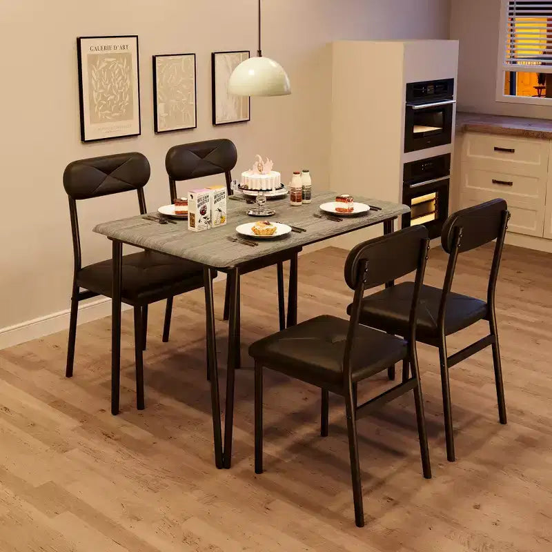 Ensemble de salle à manger pour 4 personnes, petite table de cuisine carrée et 4 chaises rembourrées, table en bois moderne de 5 pièces avec 4 chaises