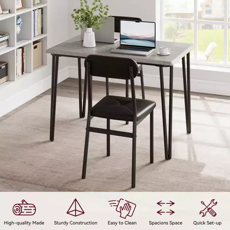 Ensemble de salle à manger pour 4 personnes, petite table de cuisine carrée et 4 chaises rembourrées, table en bois moderne de 5 pièces avec 4 chaises